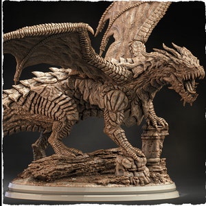 Dragón Rojo Cromático (4 tamaños) Miniatura de D&D / 250 mm de largo, 225 mm de envergadura / Estatua de dragón de resina / Figura / Dungeons and Dragons 5e