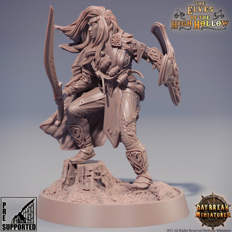 Wood Elf Ranger Fighter Elf Fighter Miniature 28mm Scale Etsy