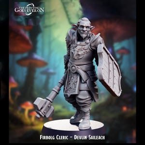 Firbolg Cleric, Fighter with Mace & Shield | Miniature | 28mm, 32mm, 54mm, 75mm, 100mm Scales | Pathfinder Figure | DnD | Figurine unpainted