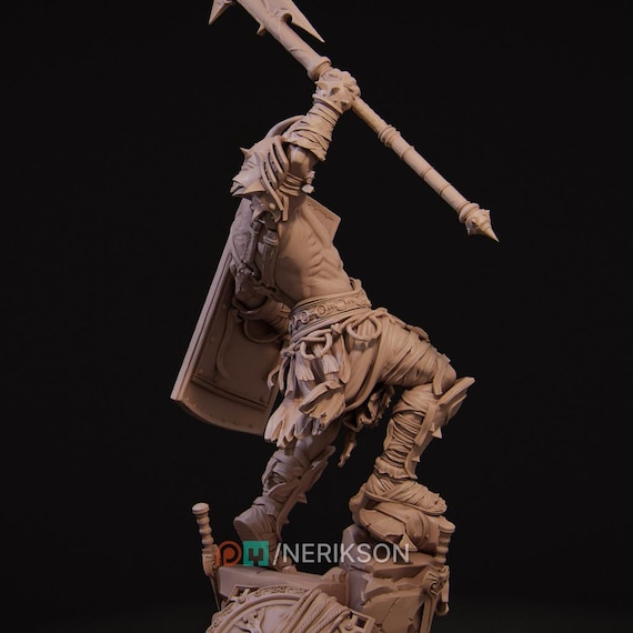 Human Barbarian With 2-handed Axe PC / NPC Unpainted Mini|5 Sizes