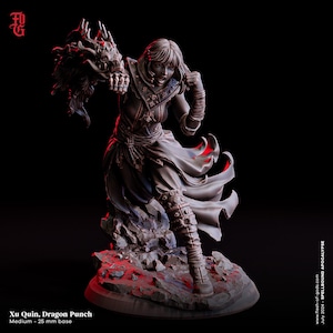 Female Human Monk Dragon Punch, Sorcerer, Psion PC NPC | 28mm, 32mm,54mm, 75mm, 100mm Scale Resin Mini | Dungeons and Dragons| Flesh of Gods