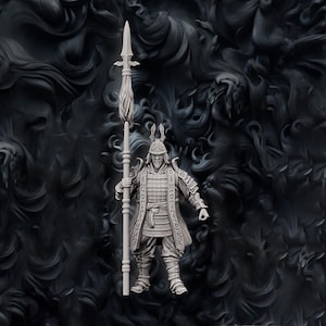 Samurai Polearm Master, Fighter Battle Master, Paladin  | DnD Unpainted Miniature 28mm,32mm,54mm,75mm,100mm Scale Figure DnD mini