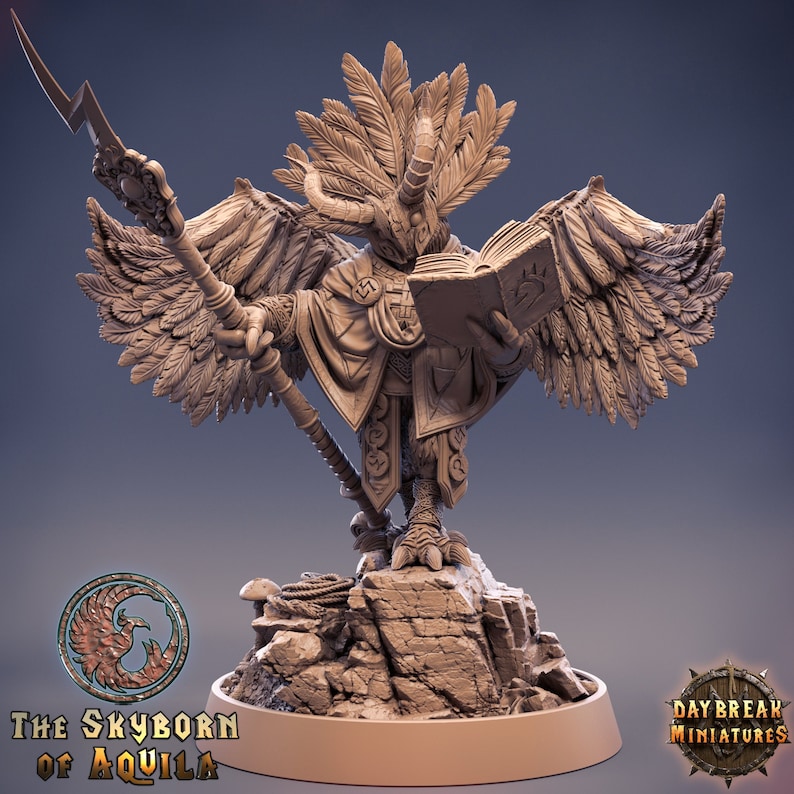 Aarakocra Wizard 28mm, 32mm, 75mm Scale Resin Miniature Dungeons and Dragons Daybreak Miniatures image 1