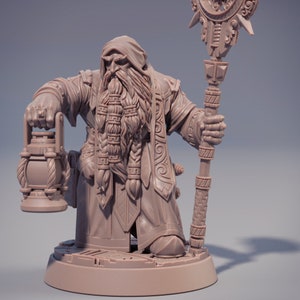 Dwarf Wizard Miniatures | Spell Caster | Dungeons and Dragons | 28mm,32mm,54mm, 75mm, 100mm Scales | Pathfinder | Figure for Painting|