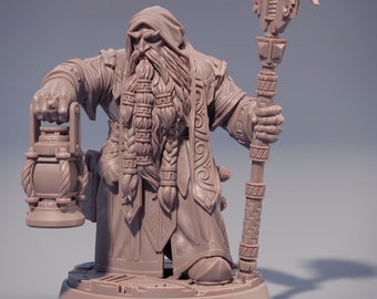 Dwarf Wizard Miniatures | Spell Caster | Dungeons and Dragons | 28mm,32mm,54mm, 75mm, 100mm Scales | Pathfinder | Figure for Painting|