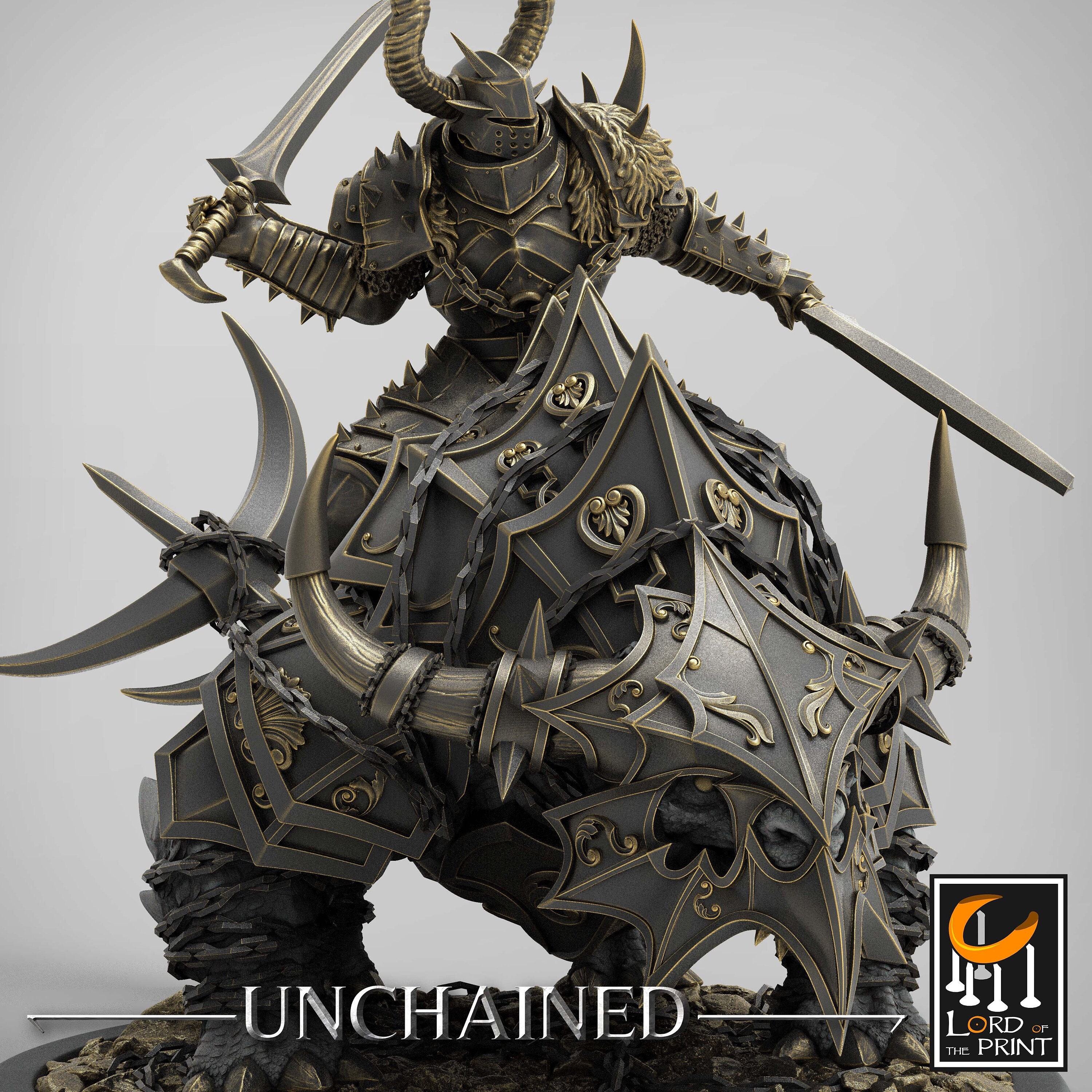 Chaos Knight Miniature | Dark Paladin Rider | Resin 28mm 32mm 54mm