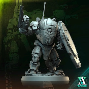 Sci-Fi Heavy Terminator Battle Mech Unpainted Resin | 40mm, 50mm, 65mm 80mm BASE SIZES | Argo Bulwark Morior Invictus | Archvillain Games