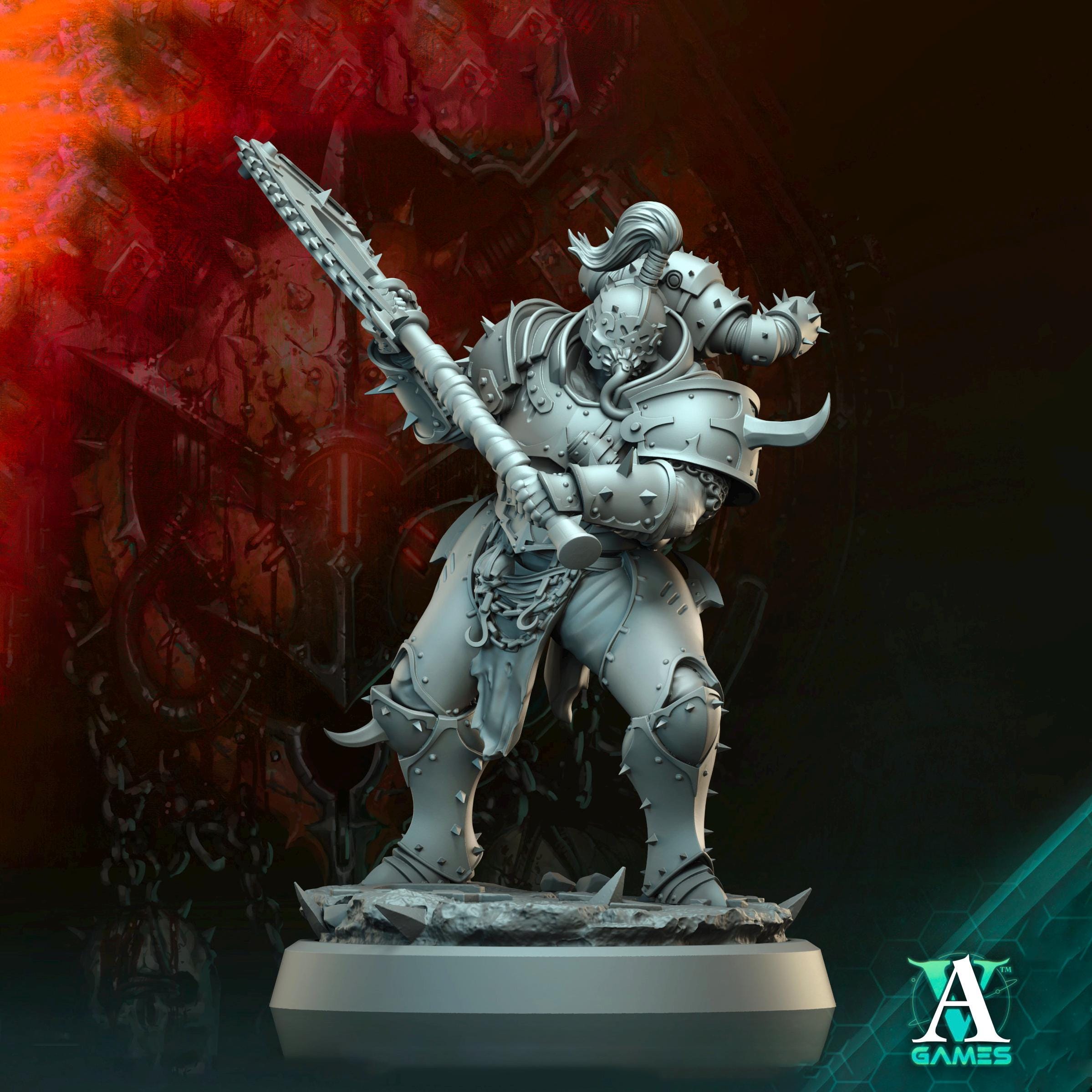 Sci-Fi Miniature Chaos Space Knight, Orbita Hellscape Legions Marauder | 28mm,32mm, 54mm, 75mm,100mm Scales | Resin Mini | Archvillain Games