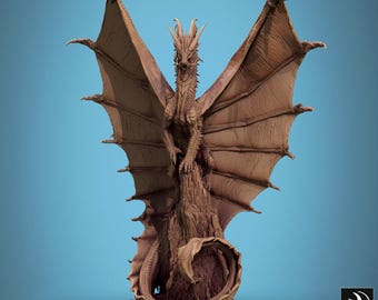 Miniatura de dragón dorado antiguo / Jefe dragón metálico / Resina sin pintar para DnD