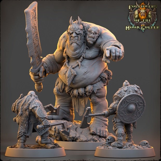Two Headed Ogre, Also in Ettin Size | 28mm and 32mm Scale