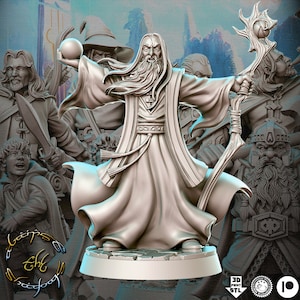 Wizard with staff  | 28mm Scale | 32mm Heroic | Minis - D&D,  Dungeons and Dragons-