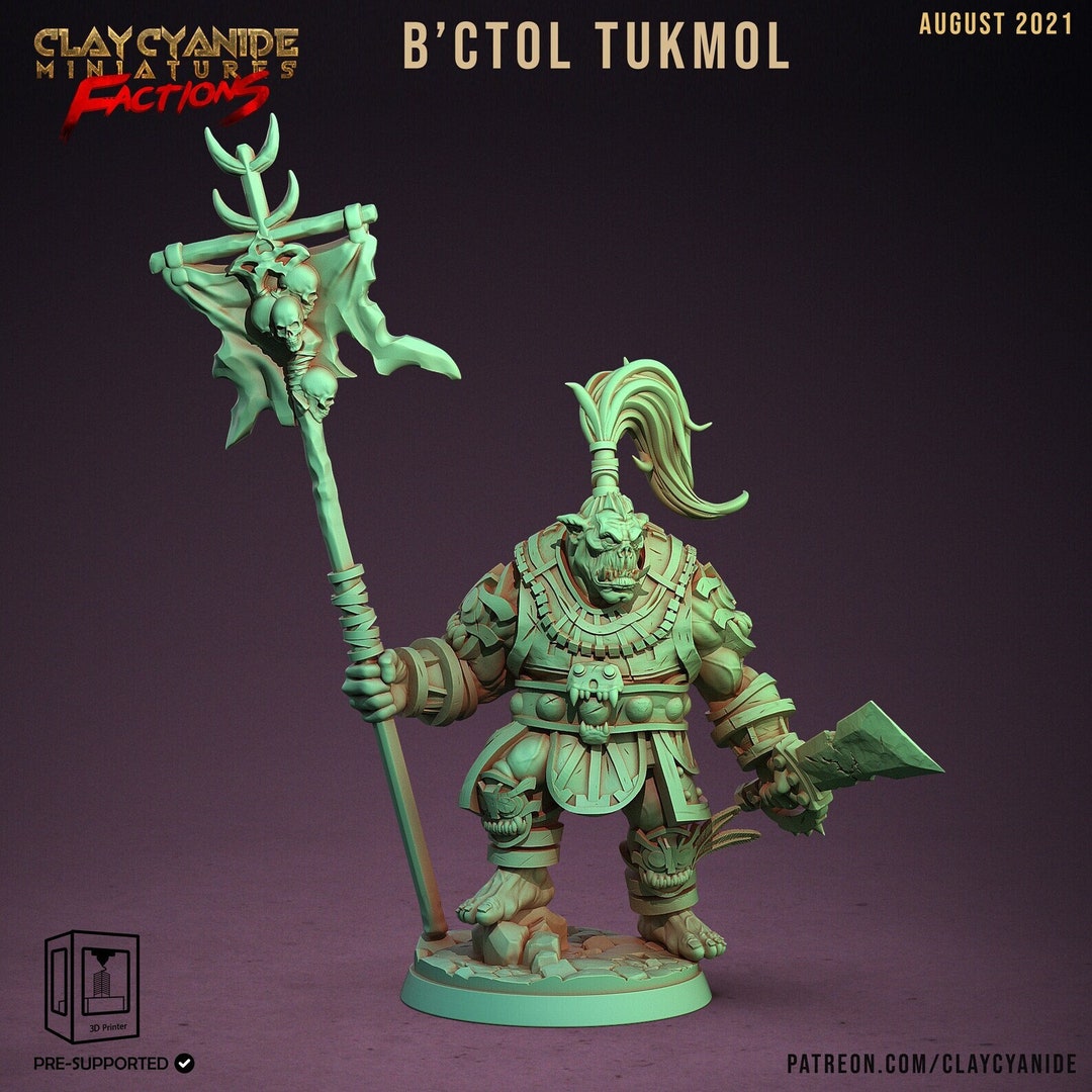 Orc Standard Bearer With Sword 28mm, 32mm, 75mm Scale Resin Miniature