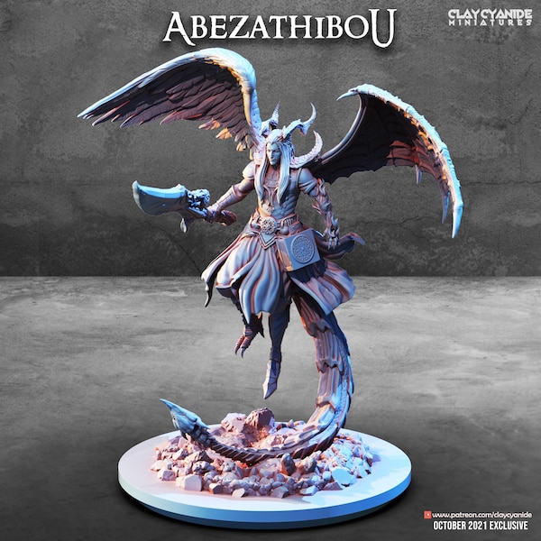 Abezathibou Miniature – Corrupted Winged Angel | 5 Sizes Resin RPG Model