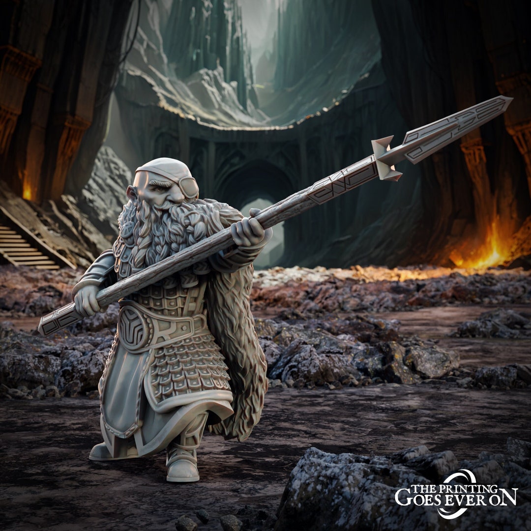 Dwarf Fighter Polearm Master Resin Miniature |D&D | 5 Sizes /scale ...
