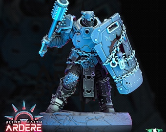Grimdark Heavy Infantry Miniature | Armored Sci-Fi Soldier | Tabletop Wargaming UNPAINTED Resin