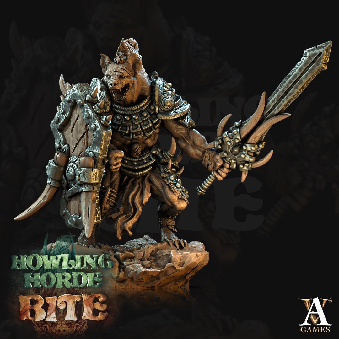 Gnoll With Broadsword and Shield | Resin Miniature | 3 Sizes
