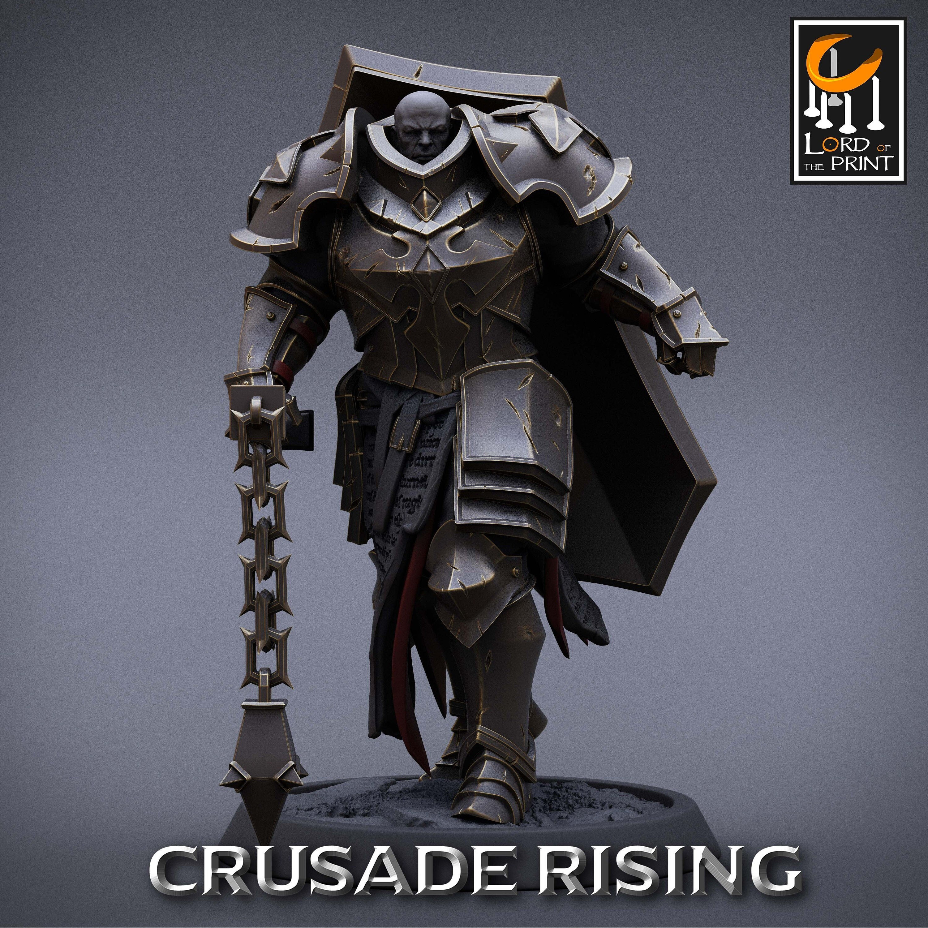 Paladin Knight Flail Templar Unpainted Miniature | 28mm