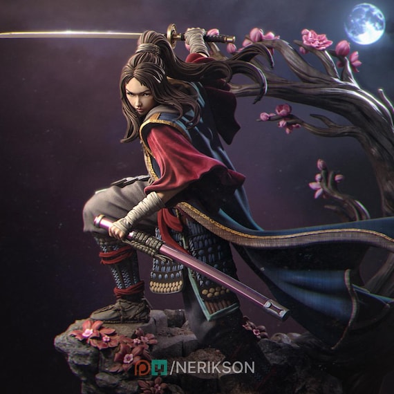 Female Samurai Miniature | Ronin Sword Fighter | Resin 28mm 32mm 54mm 75mm 100mm
