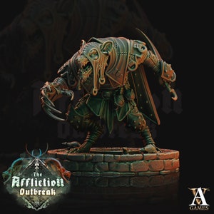 Wererat in Heavy Armor Ratfolk  | Resin Miniature | Dungeons and Dragons | 28mm,32mm,75mm Scales | Pathfinder  | D&D |