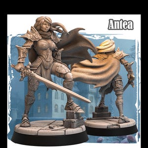 Weiblicher Paladin, Kampfsport Schwert und Plattenrüstung D&D 5e Mini | 28 mm, 32 mm, 54 mm, 75 mm, 100 mm Skalen | Dungeons and Dragons Pathfinder | DM Versteck