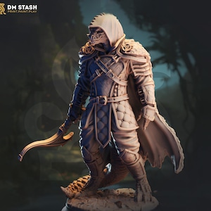 Dragonborn Ranger Fighter Paladin PC NPC Miniature | 28mm, 32mm, 54mm, 75mm, 100mm Scales | Pathfinder Figure DnD | DM Stash |