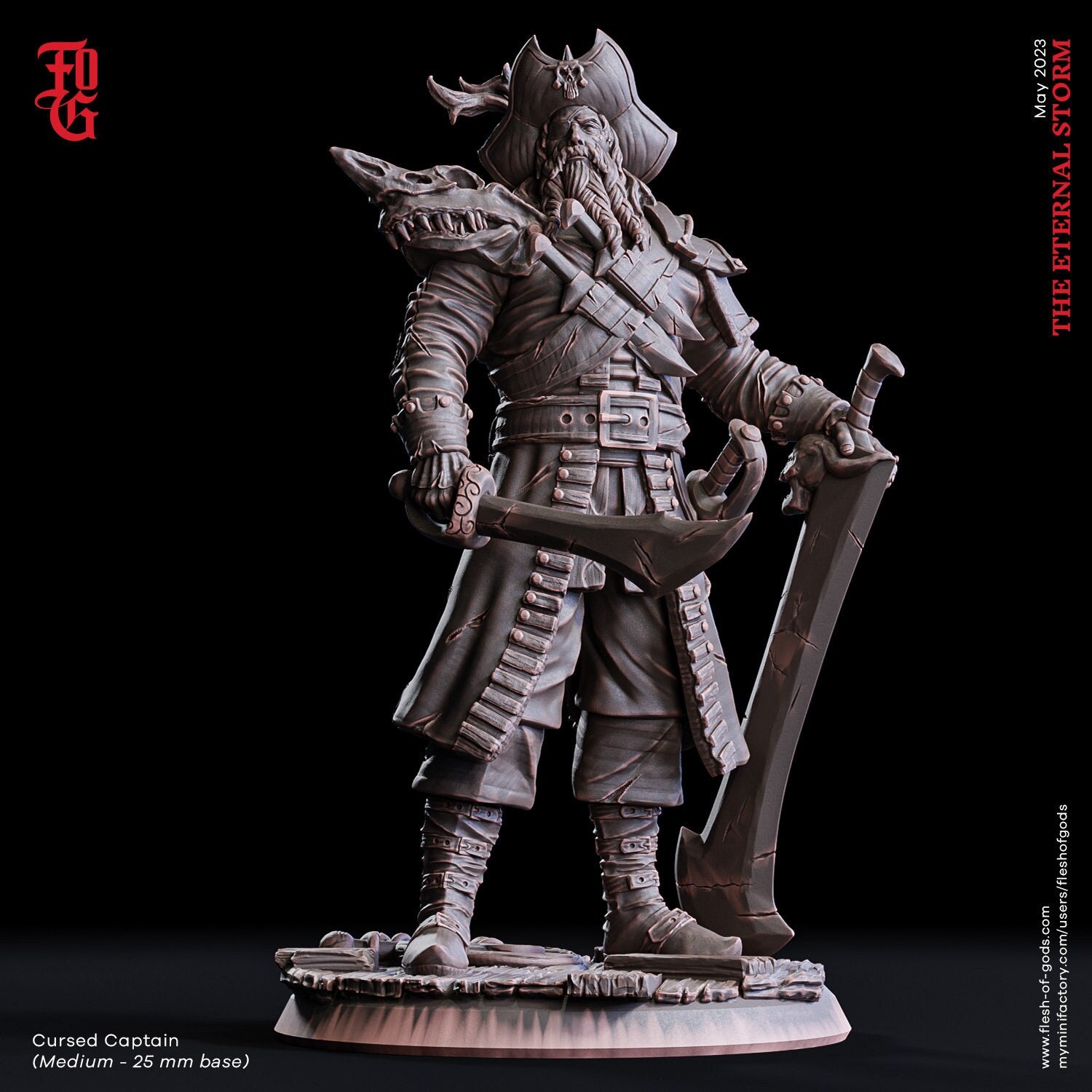 Swashbuckler Pirat Kapitän Kämpfer | 28mm, 32mm,54mm,75mm,100mm Skalen | Spieler Charakter Mini -D&D 5e Pathfinder Figurine |Flesh of Gods