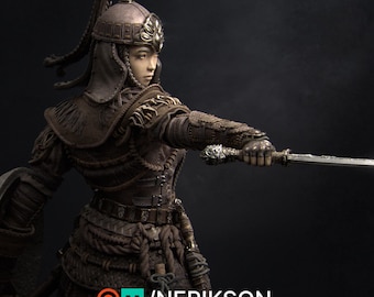 Female Fighter Ranger Cleric Miniature | Armored PC NPC | UNPAINTED Resin