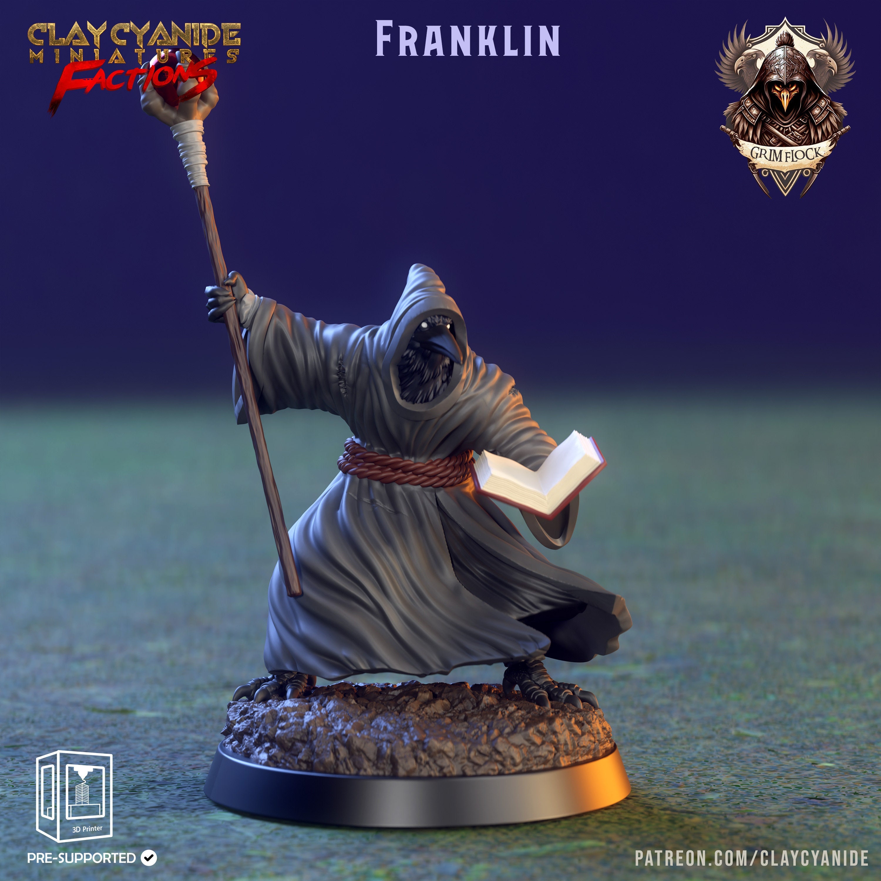 Kenku, Raven Folk Aarakocra Wizard, Sorcerer, Warlock | 4 Sizes
