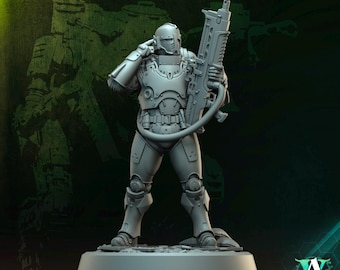 Sci-Fi-Weltraumsoldat-Miniatur | Kommando-Infanterie | UNBEMALTE Resin-Spielfigur