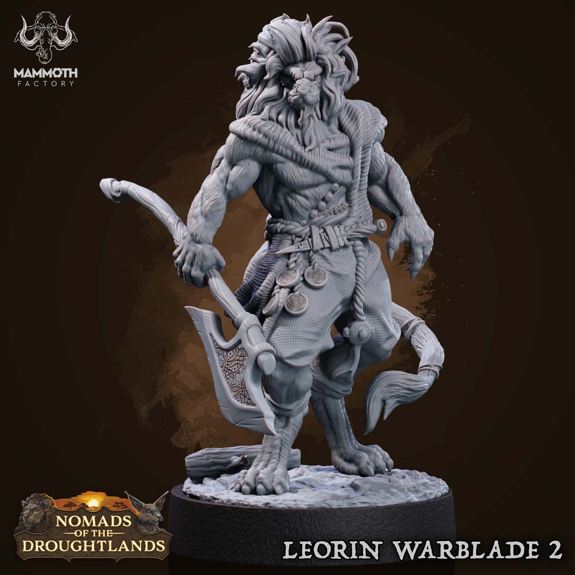 Lost SHONAN WARRIOR ショーナン ウォーリア Leonin Lionfolk Fighter Barbarian Unpainted | 4 Sizes /scale