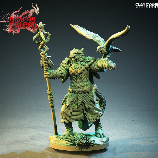 Dragonborn Druid, Wizard | 28mm, 32mm, 54mm,75mm, 100mm Scale Resin Miniature | Dungeons and Dragons | Pathfinder |