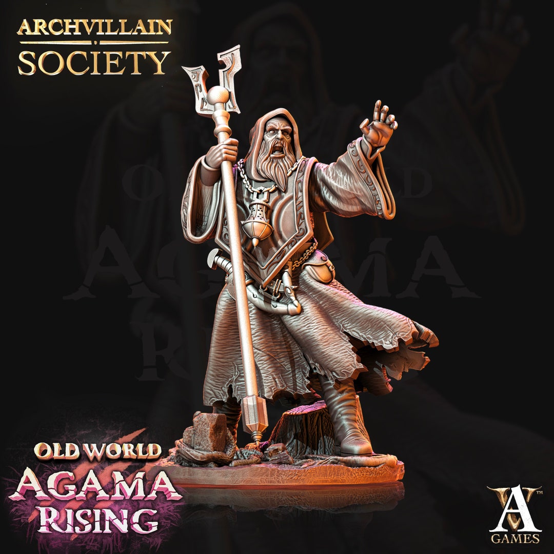 Amavel Secret Wizard マント Human Male Wizard Miniature | 28mm, 32mm, 54mm, 75mm, 100mm