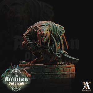 Wererat in Heavy Armor | Resin Miniature | Dungeons and Dragons | 28mm,32mm,75mm Scales | Pathfinder ratfolk | D&D |