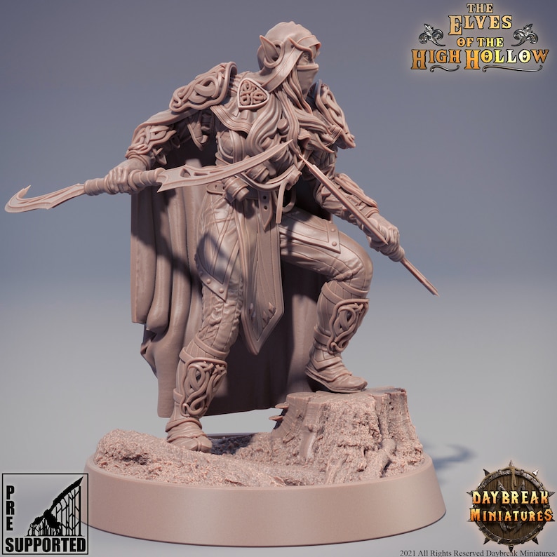 Wood Elf Ranger Fighter Elf Fighter Miniature 28mm Scale Etsy