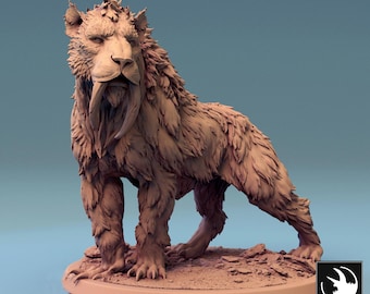 Niepomalowane miniatury tygrysa szablozębnego | D&D | 5 rozmiarów / skala | Pathfinder | Miniatury do przeskalowania