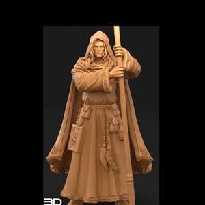 Human Male Wizard Miniature | 28mm,32mm,54mm,75mm,100mm Scales | Dungeons and Dragons | Pathfinder | Battle Wizard