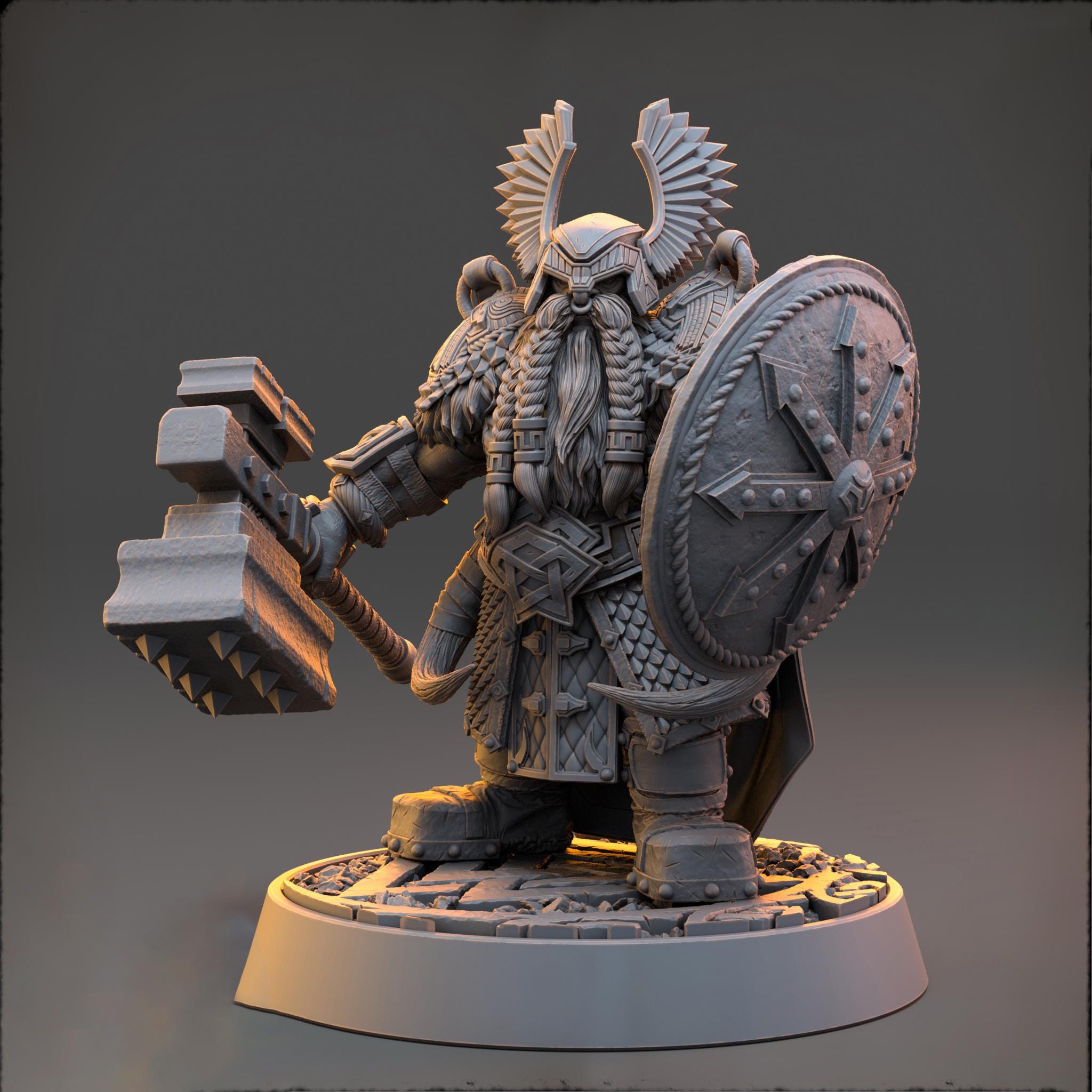 Dwarf Duergar Fighter Hammer and Shield | Unpainted D&D| 5 Sizes /scale ...