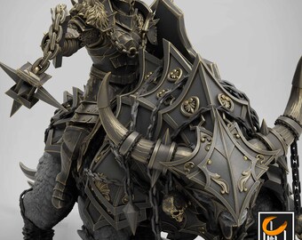 Rycerz Chaosu na opancerzonym, muskularnym cepu i tarczy bestii, Paladyn  Złoczyńca Dungeons and Dragons Skala 28 m, 32 mm, 54 mm, 75 mm