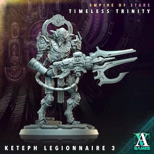 Sci-Fi Miniature Robot Legionnaire, Timeless Trinity | Base Diameter Sizes: 25mm,32mm, 50mm, 65mm,80mm | Resin Mini | Archvillain Games