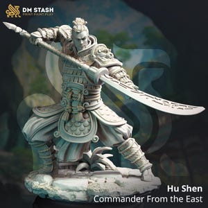 Human Fighter Polearm Battlemaster, Paladin | Miniature | 28mm, 32mm, 54mm,75mm, 100mm Scales | Pathfinder Figure | DnD Figurine unpainted |