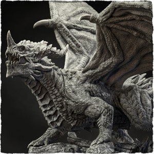 Chromatic Blue Dragon (4 sizes) D&D  Miniature |  250mm Long,  225mm Wing Span | Resin Dragon Statue | Figurine | Dungeons and Dragons 5e
