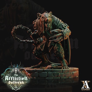 Wererat in Heavy Armor  | Resin Miniature | Dungeons and Dragons | 28mm,32mm,75mm Scales | Pathfinder ratfolk | D&D |