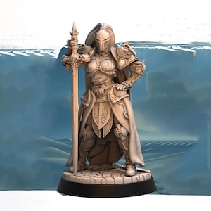 Paladin, Kämpferin, Kreuzritterin, Schwert D&D 5e Mini | 28 mm, 32 mm, 54 mm, 75 mm, 100 mm Skalen | Dungeons and Dragons Pathfinder |