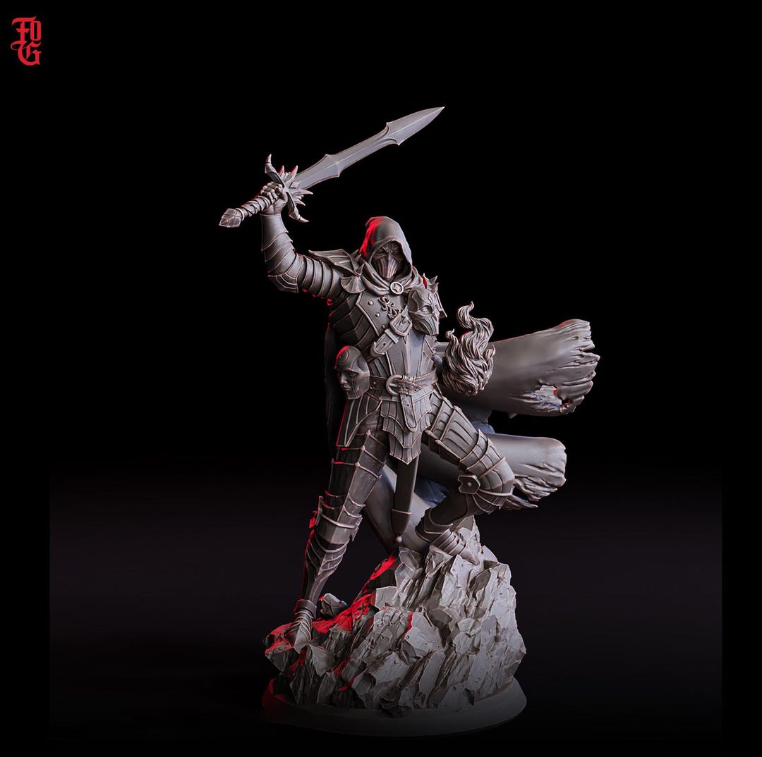 Arcane Knight Fighter Miniature | Armored Spellblade | Resin 28mm 32mm ...