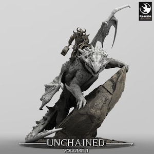 Gargantuan Volcanic Dragon with Rider | Resin Miniature | 28mm, 32mm Scales | Dragon Queen | Dungeons and Dragons| Flesh of Gods
