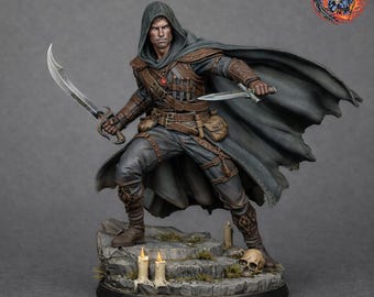 Miniatura de pícaro STL / Vasili con cimitarra y daga / Descarga digital