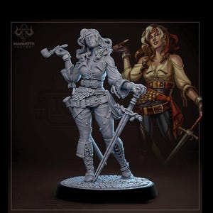 Human Female Rogue Swashbuckler, Fighter PC / NPC D&D Unpainted | 28mm,32mm,54mm,75mm,100mm |Dungeons and Dragons Pathfinder|Mammoth Factory