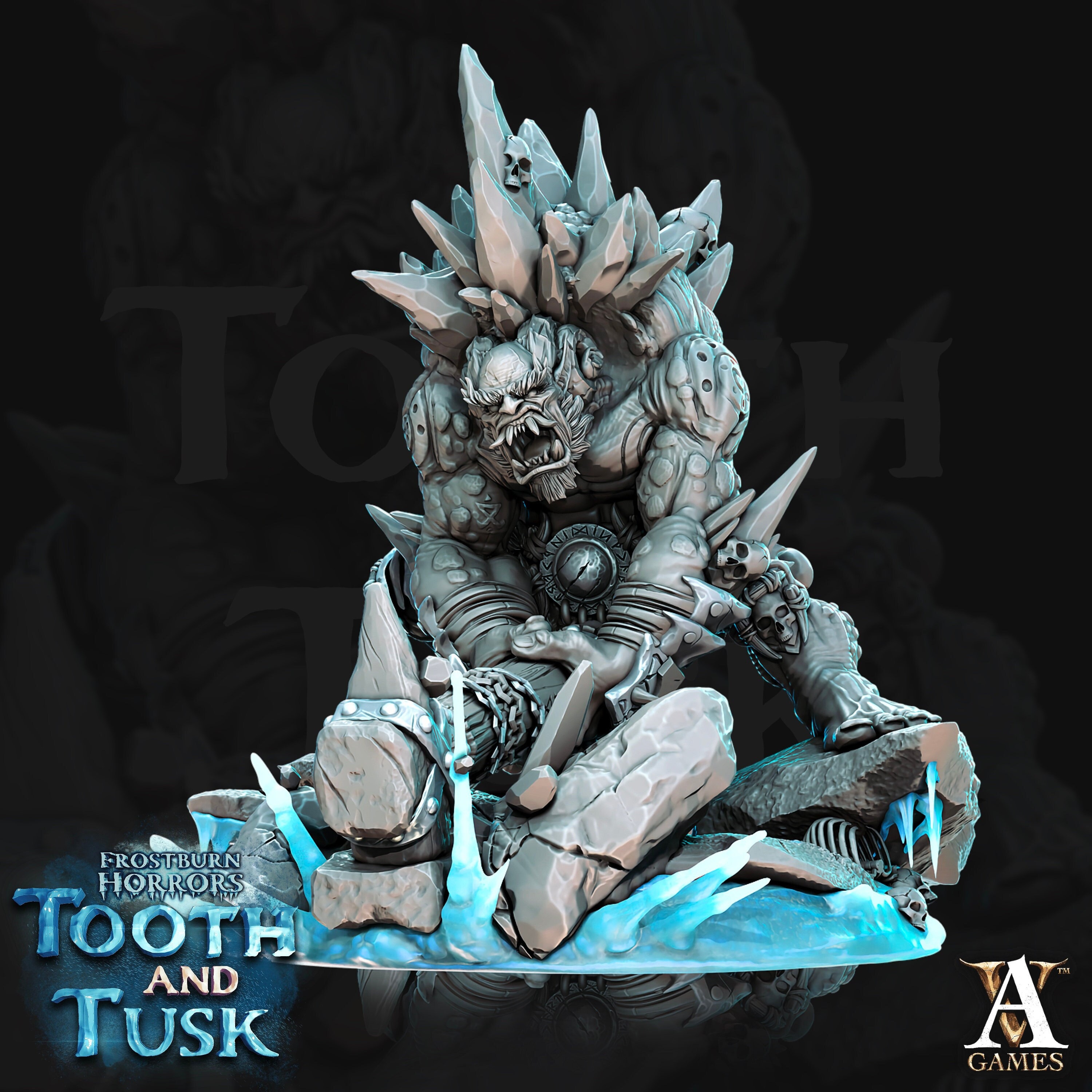 Ice Troll Giant Available in 28mm and 32mm Scale. 70mm Tall Dnd 5e  Miniature Resin Figure for Dungeons and Dragons Archvillain Games 