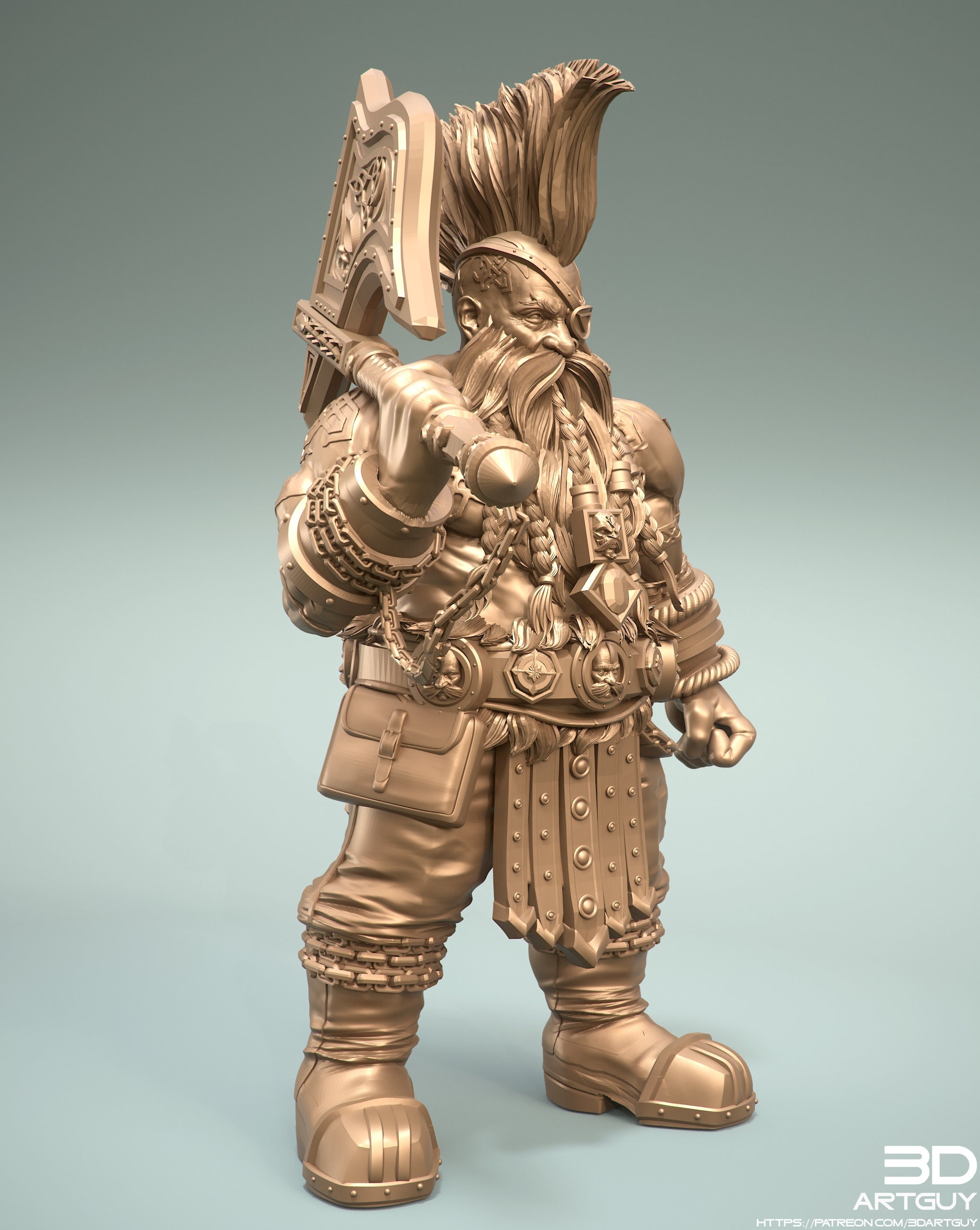 Dwarf Fighter Paladin Axe Unpainted Figure | 5 Sizes/scales | Dungeons ...