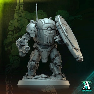 Sci-Fi Heavy Terminator Battle Mech Unpainted Resin | 40mm, 50mm, 65mm 80mm BASE SIZES | Argo Bulwark Morior Invictus | Archvillain Games